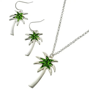 Glitter_green Palm Tree Necklace Set