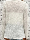 Plain Jacquard Turn Down Neck Open Cardigan