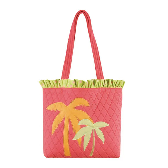 Flamingo Fun Palm Trees Ruffle Tote Bag 13