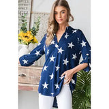 Star Mandarin Collar Star Print Top