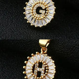 A-Z Alphabet Initial Sun Pendant NECKLACE_