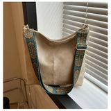 Solid Color Pu Large-Capacity Shoulder Crossbody Bag
