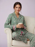 2 Pc Romantic Bow Pj Set