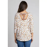 Ivory Charcoal Animal Print 3/4 Dolman Sleeve