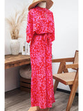 Leopard Western Loose Sleeve Belted Wide Leg Jumpsuit