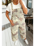 Camo Print Leopard Denim Overall Cropped Jumpsuit