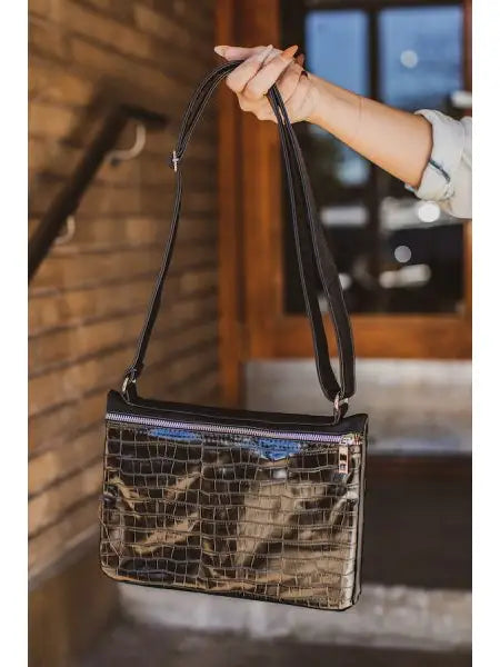 Black Gator Crossbody Purse