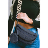 Color block Strap Chain bag with Coin purse
