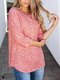 3/4 Sleeve Patterned Brooks Top