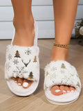 Christmas Gift Open-Toe Plush Home Slipper