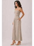 Tube Top W/Shirring Palazzo Romper