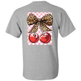 Leopard Cherry Southern Sassy Preppy Leopard Short Sleeve Graphic Tee
