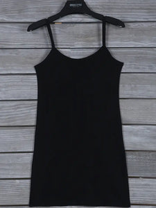 Black Spaghetti Strap Long Tank