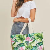 Tropical Flamingo Tote Beach Bag