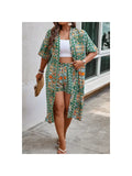 Plus Size Two Pieces Printed Elastic Waist Sets