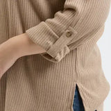 Plus 3/4 Tab Sleeve Henley Knit Top