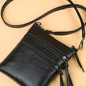 Soft Leather Vertical Zipper Shoulder BAG