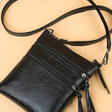 Soft Leather Vertical Zipper Shoulder BAG