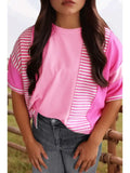 Fashion-W Stripe Patchwork Colorblock Plus Size T Shirt