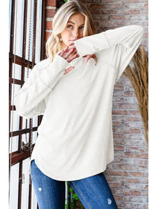 Long Sleeve Solid Top with Thumbhole