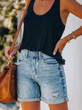 Distressed Ripped Denim Shorts