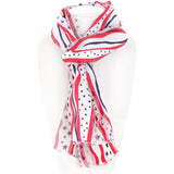 Stripes and Stars Sheer Satin Patriotic Scarf