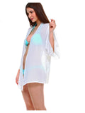 Women's Solid Chiffon Kimono Sleeve Loose Fit Cardigan