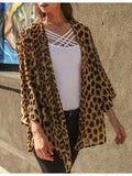 Women's Leopard Kimono Style Chiffon Cardigan Cover Up