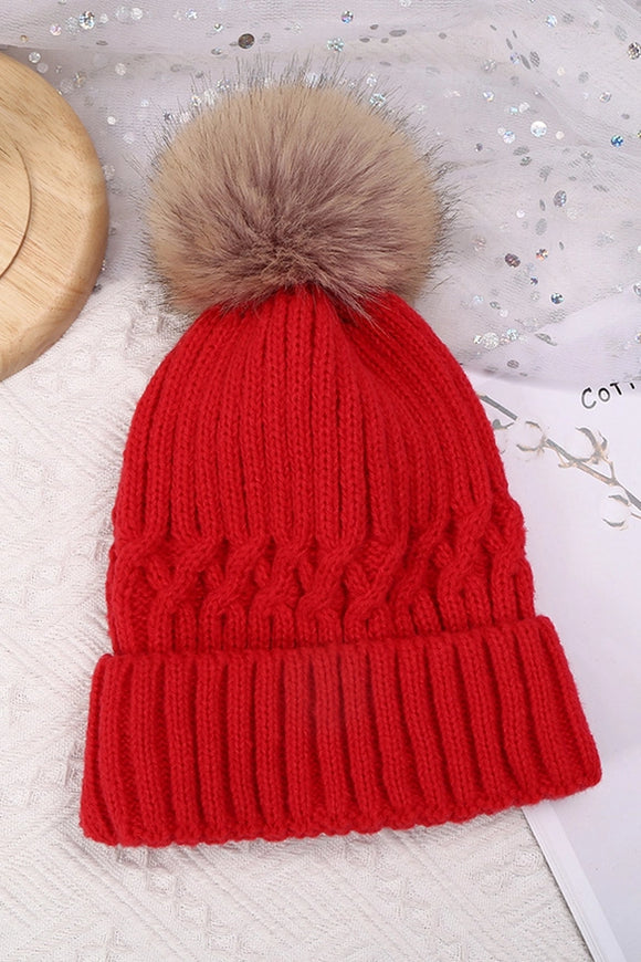 Fleece Cable Knitting Beanie