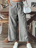 Stripes Wide Leg Cropped Pants