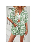 Allover Print Elastic Shorts Two Pieces Button Set