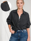 Oversized Raw Edge Shirt w/ Back Patch SI-