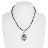 Western Navajo Pearl Beaded Teardrop Necklace