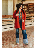 Rust Long Sleeve Knitted Cardigan
