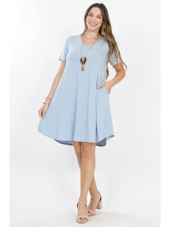 Plus Short Sleeve Pocket Tunic Dress