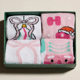 4-in-1 Ho Ho Ho Pink Ribbons Cozy Socks Gift Bundle | Special Christmas Gift Set