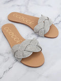 Talia Bedazzled Twisted Bold Band Upper Slide Sandal