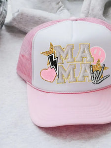 Mama Faux Chenille Foam Trucker Hat