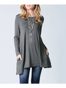 Boatneck L/S Swing Tunic Pocket