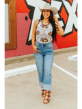 Mid Vintage Wash Tapered Boyfriend Frayed Hem Jean