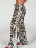 Leopard Print Stripe Casual Pants