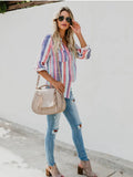 Fashion Contrast Color Striped Fashion Shirt
