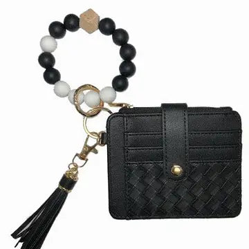Nina Quilted Beaded Keychain Bracelet Wallet