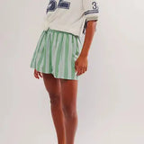 Striped Elastic Waist Casual Shorts