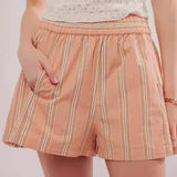 Striped Elastic Waist Casual Shorts