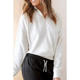 Womens Half Zipped Neck Pullover Drop Shoulder Sweatshirt