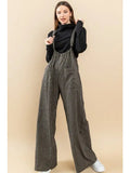 Wide Leg Stripe Suspender Jumpsuit