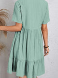 Spring Summer V Neck Short Sleeves Splicing Dress