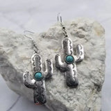 Turquoise Bead Cactus Earrings - Western