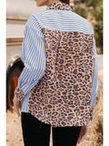 Western Wildly Chic Contrast Leopard Button Up Blouse